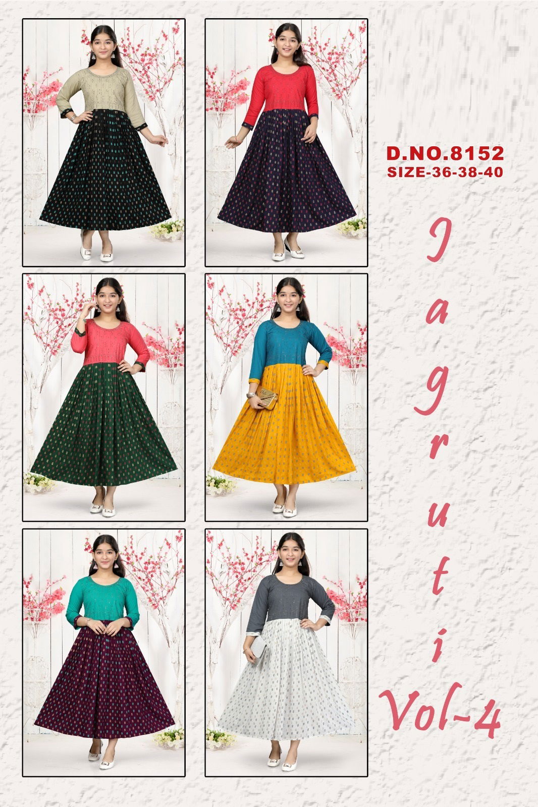 Jagruti Vol 4 Long Anarkali Kids Wear Catalog